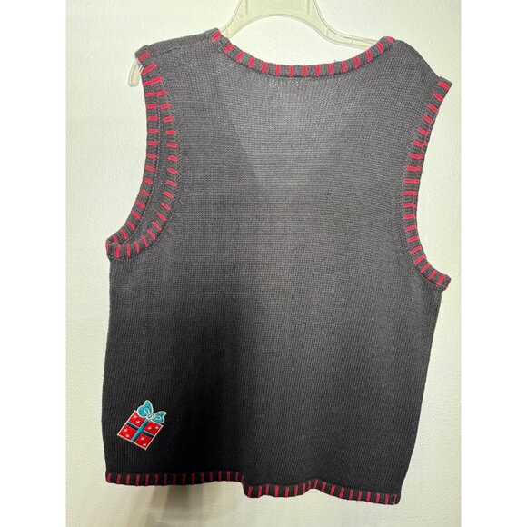 Holiday Editions Women XLarge black Christmas Sweater Vest - Picture 10 of 15